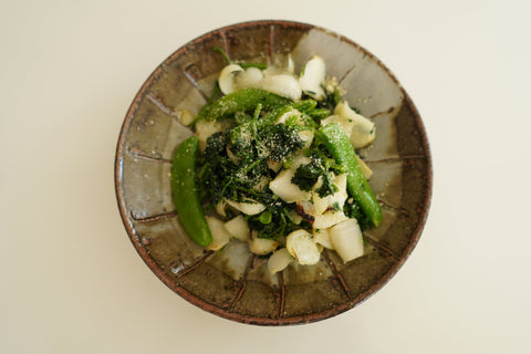 スナップエンドウと百合根 パルメザンチーズ