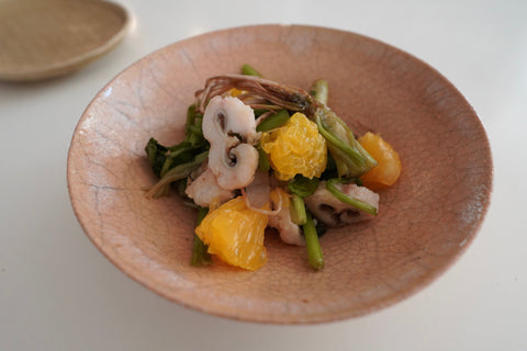 穴子と芹、八朔（はっさく）のサラダ