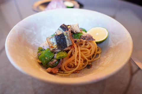 秋刀魚と明太子のパスタ